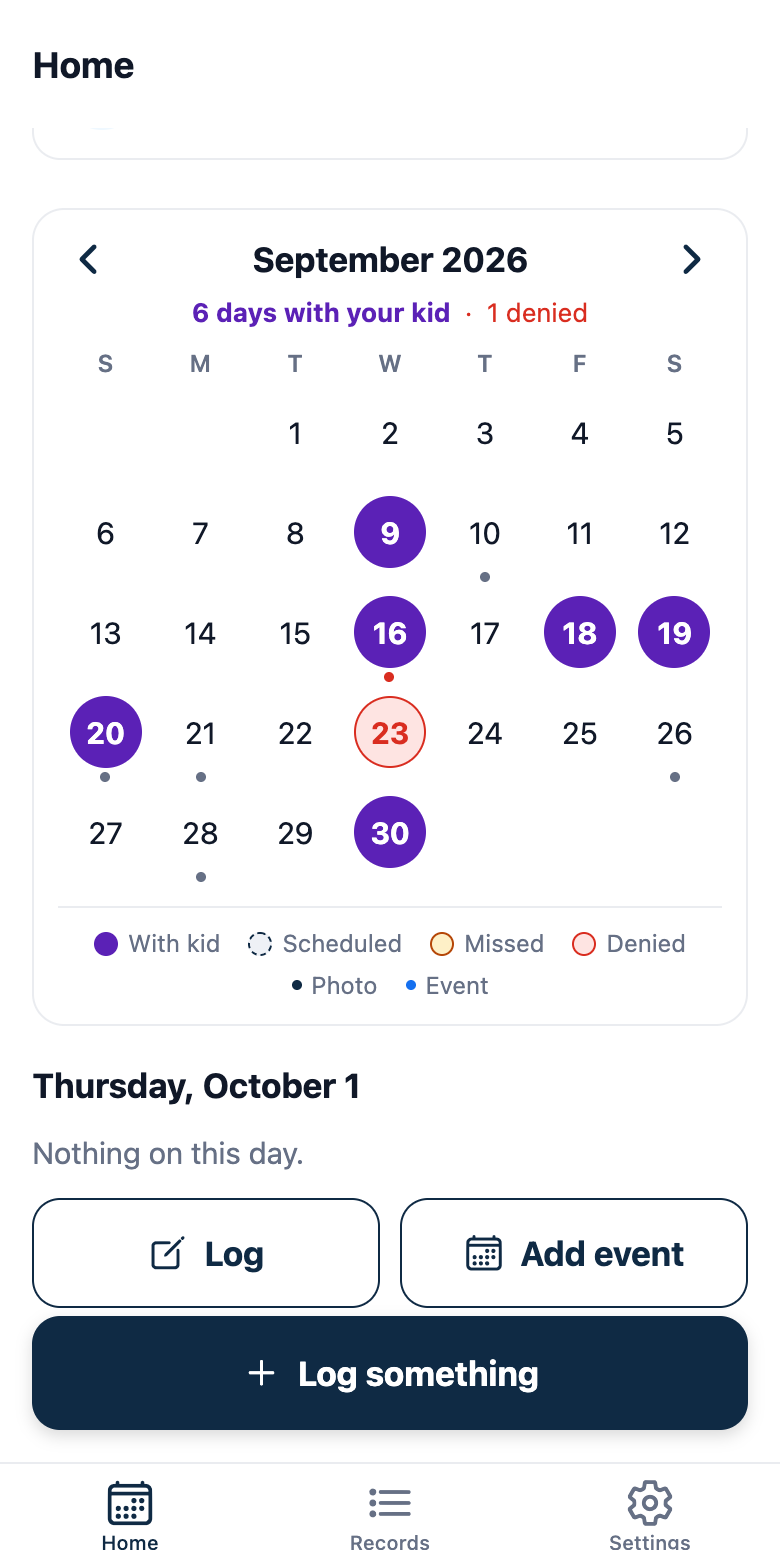 A calendar of every day with your kid